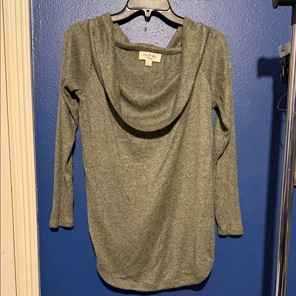 No Frills Grey Cowl Neck Sweater